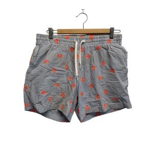 Chubbies Swim Trunks Seersucker Anchor Embroidered Medium Blue Mens